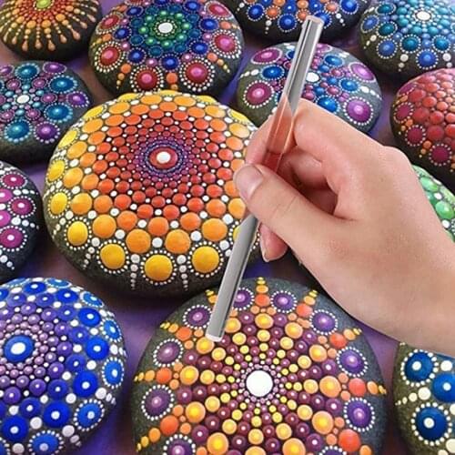 CPDD 8pcs Clear Round Acrylic Rod Round Twist Bar Dotting Rock Mandala Painting Tools Transparent Perspex Bar Diy Acrylic Stick
