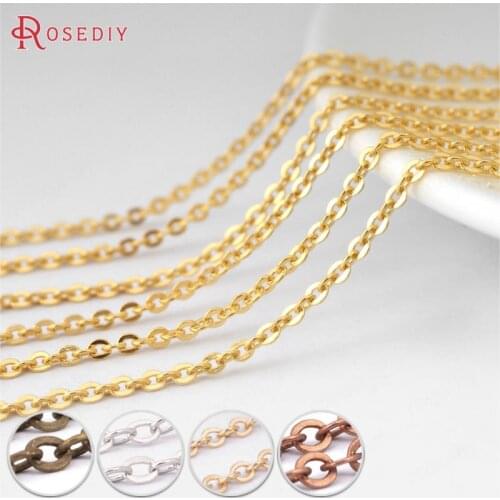 8470)5 Meters Chain width:1MM 1.5MM 2MM 2.8MM Copper Flat Oval Shape Chains Oval Link Necklace Chain Diy Jewelry Accessories