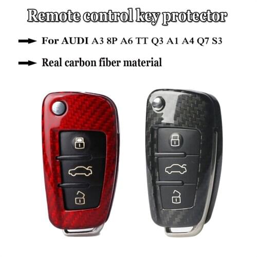 Car Accessories Carbon Fiber Automatic Remote Control Key Case Protective Cover With Key For Audi A3 8P A6 TT Q3 A1 A4 Q7 S3