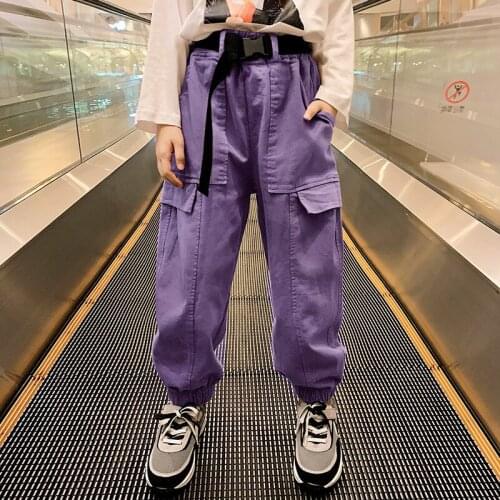 Modern Baby Girls Pants Autumn Spring Cotton Cargo Pants Big Childrens Clothes Winter Plus Velvet Thick Trousers Warm Overalls