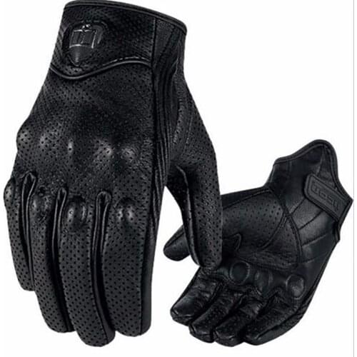1 Pair Black Leather Gloves Motorcycle Protective Armor Mesh Solid Racing Gloves Motocross Windproof Leather Gloves M/L/XL Hot