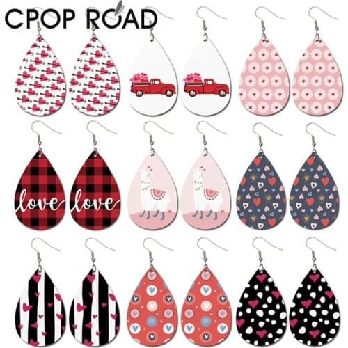 Cpop Love Valentines Day Earrings for Women Color Car Red Heart Teardrop Earrings Fashion Jewelry Hot Sale Party Gift Wholesale