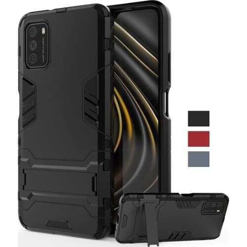 For Xiaomi Poco M3 Case Shockproof Bumper Robot Holder Stand Armor Back Cover Poco M3 X2 F2 Pro Phone Case For Xiaomi Poco M3