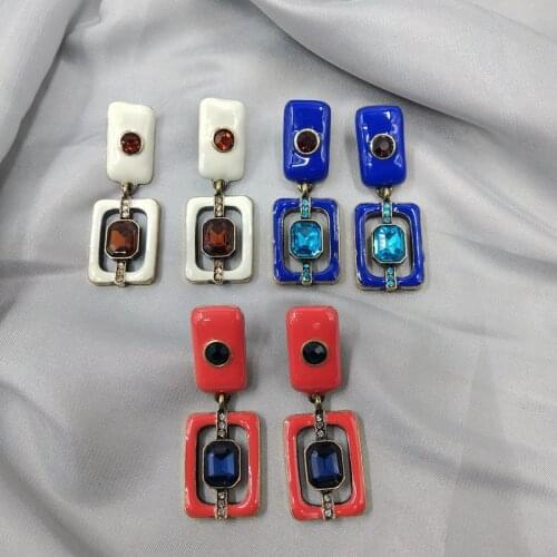 European and American jewelry earrings trendy fashion trendy drip glazed glass earrings female D98