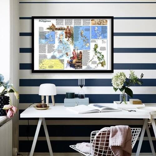 Southeast Asia Style World Map Photo Background Cloth Philippine Map 1986 Horizontal Version Art Painting Wall Decor Poster