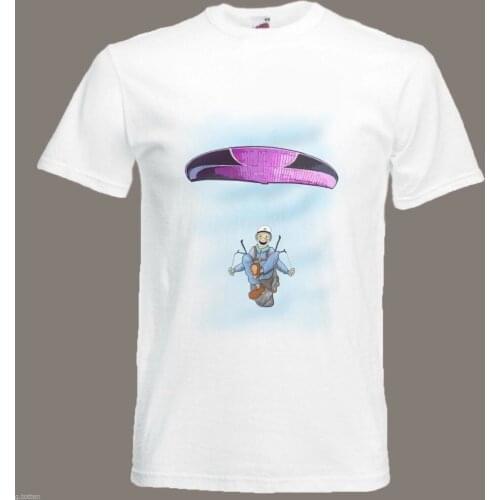 Paragliding T-Shirt Cartoon Paraglider Pilot 100% Cotton Short Sleeve O-Neck Tops Tee Shirts Hip Hop Tshirts