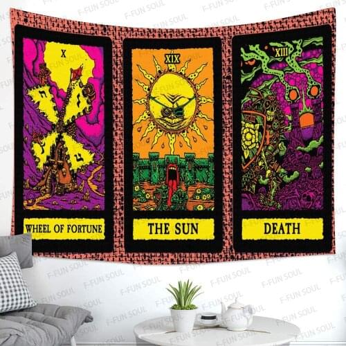 Tarot Card Tapestry, Color Psychedelic Art Wall Hanging for Living Room Bedroom Décor