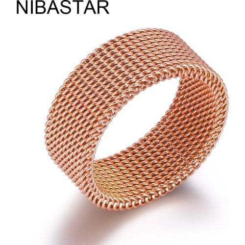 Hot New Style Mesh Rings For Women Rose Gold Stainless Steel Rings For Christmas Gift For Women Or Men
