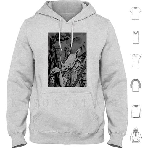 Just Hunting Hoodie Long Sleeve Rhino New Animal Animal Art Comic Peru Cool