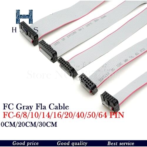 2.54MM pitch 10CM 20CM 30CM JTAG ISP AVR Download Cable Wire FC-6/10/14/16/20/40P PIN Connector Gray Flat Ribbon Data Cable