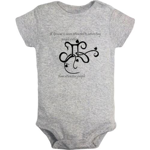Gemini Symbol & Feature Leo Scorpio Sagittarius Printed Newborn Baby Girl Boys Clothes Short Sleeve Romper Outfits 100% Cotton