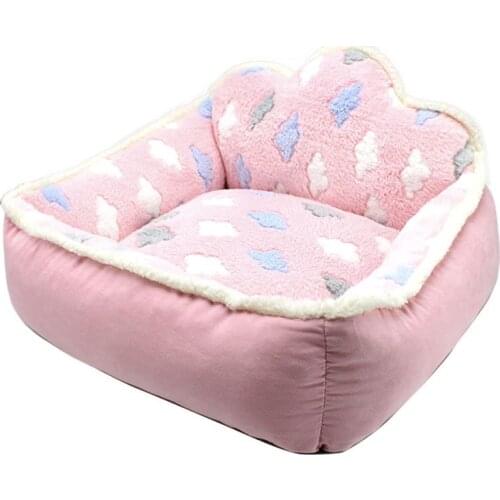 Cat Kennel dog mat cloud backrest plush warmth thickening, removable and washable bed house pet supplies