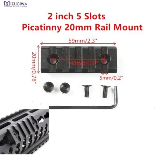 MIZUGIWA Tactical Scope Mount 5 Slots 2 inch Screws Curve Keymod Picatinny Rifle Round Bottom 20mm Weaver Handguard Base