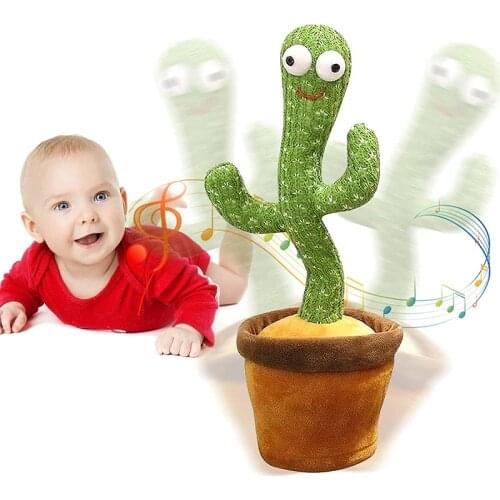 Hot Dancing Cactus 120 Songs Speaker Talking Voice Repeat Plush Cactus Dancer Plushie Stuffed Toys for Baby Girl Christmas Gift