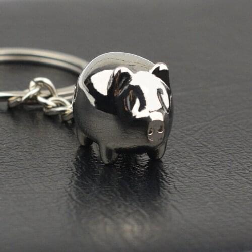 Cute Metal Pig Keychain Keyring Jewelry Animal Lovely Car Key Holder Keyring Best Friend zodiac-Gift