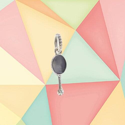 2021 New High-quality 925 Sterling Silver Makeup Mirror, Transparent Enamel Pendant, Suitable For Original Diy Bracelet Making