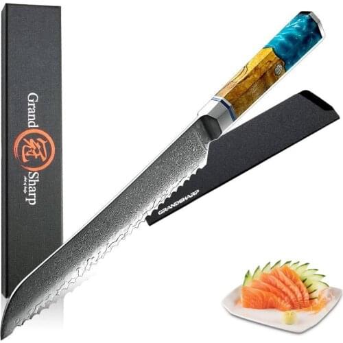 Chef Knife VG10 Japanese Damascus Stainless Steel Bread Cake Toast Cutting Tools Serrated Blade Professional Cooking Gadgets NEW