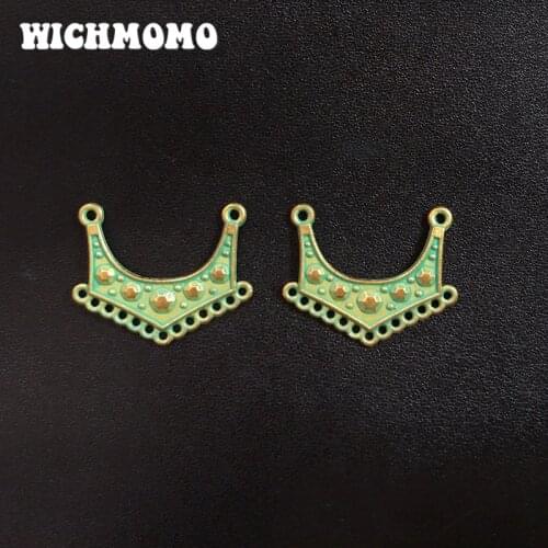 28*23MM U-shape Linker 15pcs/bag Connector Retro Patina Plated Zinc Alloy Green Charms for DIY Jewelry Accessories