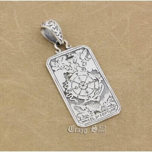 925 Sterling Silver Cross Map Dog Tag Charm Pendant 9R016