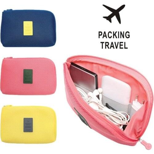 Portable Digital Travel Storage Organizer Bag USB Data Cable Earphone Travel Storage Bag Digital Devices Mesh Sponge Storage Bag