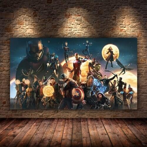 Marvel Avengers Anime Posters Superhero Iron Man Black Widow Movie Canvas Paintings Prints Wall Art Pictures Home Decor Cuadro