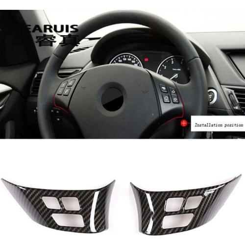 Car Styling Carbon fiber Steering Wheel buttons decoration Cover Sticker Trim for BMW X1 E84 2010-2013 lnterior Auto Accessories