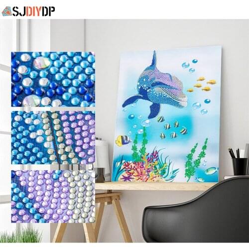 SJDIYD 5D Diamond Painting Special Shaped Dolphin Diamond Mosaic Partial Rhinestone Sea Cross Stitch Kits New Home Decor