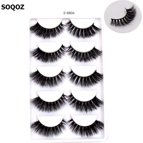 SOQOZ Eyelashes 3D Mink Eyelashes Luxury Handmade Mink Lashes Natural Long Eye Lashes Fluffy False Lash Eye 5 pairs D806 cosmeti
