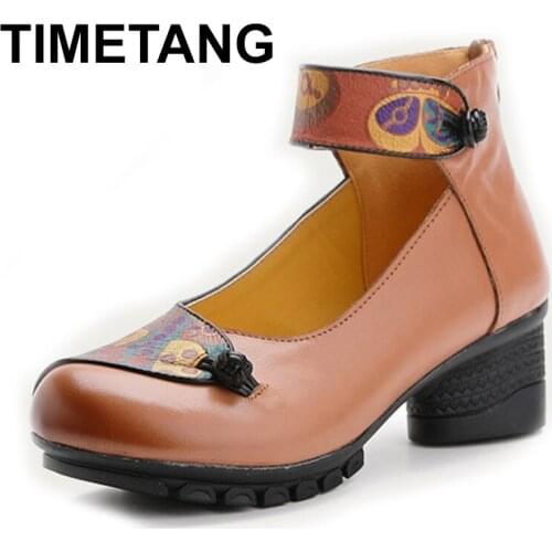 TIMETANG Handmade Cowhide Women Shoes Fashion High Heel Shoes 2020 New Genuine Leather Shoes Woman Fashion Pumps High Heels