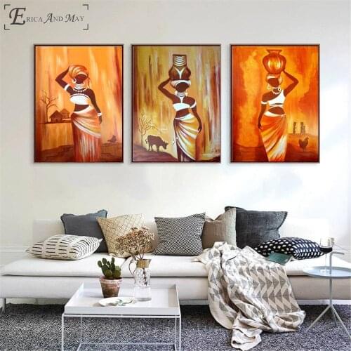 African Woman Triptych Style Posters and Prints Wall art Decorative Picture Canvas Painting For Living Room Home Decor Unframed