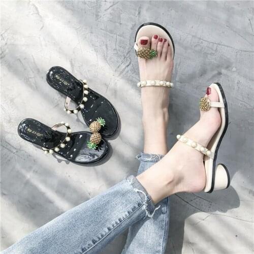 Korean Womens Shoes Summer New Style Thick And Comfortable Fashion Pineapple Sleeve Toe Cool Slippers