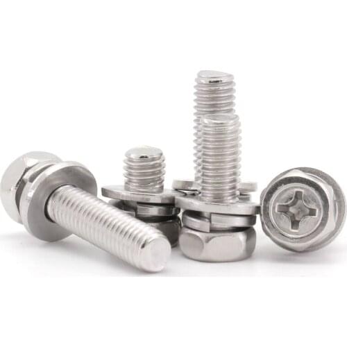 Cross Hexagon Screw Gasket Combination Stainless Steel m3m4m5m6