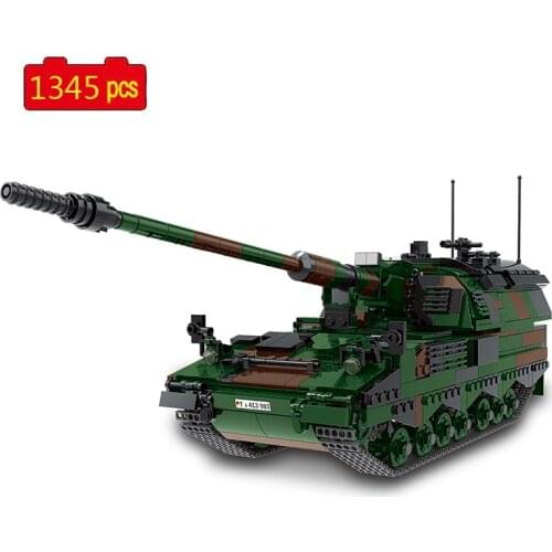 Military Series WWII PZH2000 Armored Vehicle Weapon Accessories DIY Model Building Blocks Bricks Toys Gifts