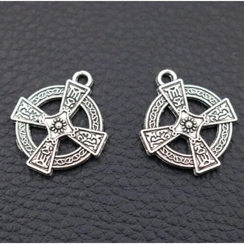 WKOUD/10pcs Antique Silver Color Crosses Metal Pendant, DIY Retro Medal Charms, Religious Style Jewelry Charms,A2051 24 * 20 Mm