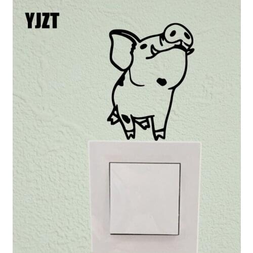 YJZT Wild Animal Pig Funny Cartoon Decor Vinyl Wall Switch Sticker Decal S19-0789