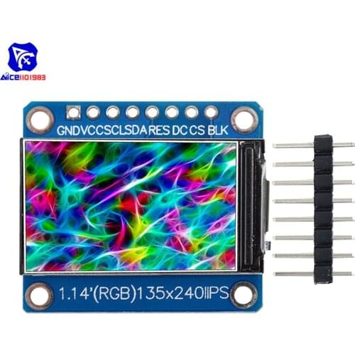 Diymore 1.14 inch SPI 240x135 RGB TFT LCD Display Module ST7789 IPS HD LCD Display for Arduino C51 STM32 3.3V with Pin