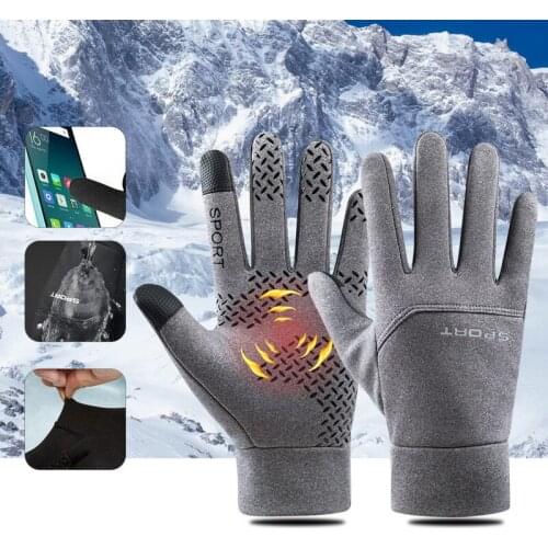 Winter Warm Non-Slip Bicycle Cycling Fishing Gloves Waterproof Touch Screen Gloves Thermal Outdoor Sports Ski Motorcycle Gloves