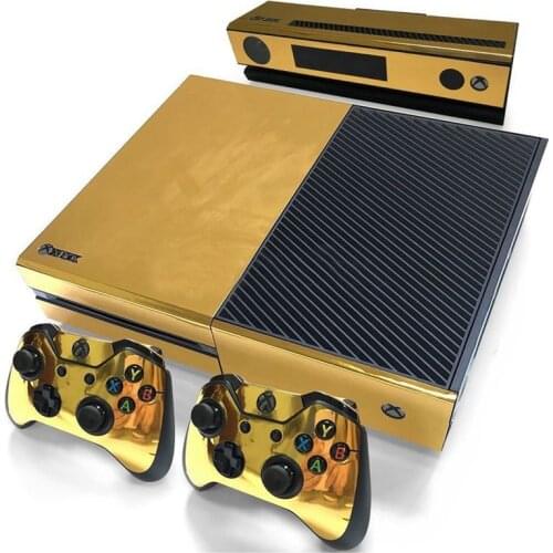 Gold Glossy Skin Sticker For Xbox ONE Console Controller + Kinect Decal Vinyl