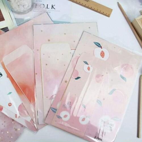 1 Set Peach Paper Envelope Letter Paper Set Confession Letter Stationery Wedding Invitation Love Writing Office School Supplies