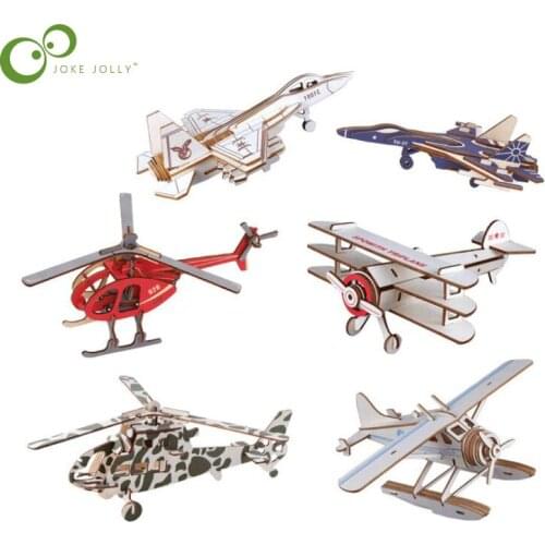 1Pcs DIY 3D Wooden Block Puzzle Airplane Model Toys for Children Assembled Band Plane Aircraft Game Toys Kids Gifts YJN