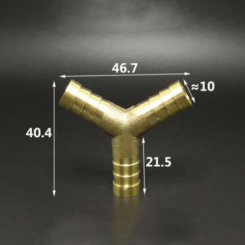 10 PCS 10mm Hose Barb Y Shape 3 Ways Splicer Brass Hosetail Fitting Adapter Coupling Water Fuel