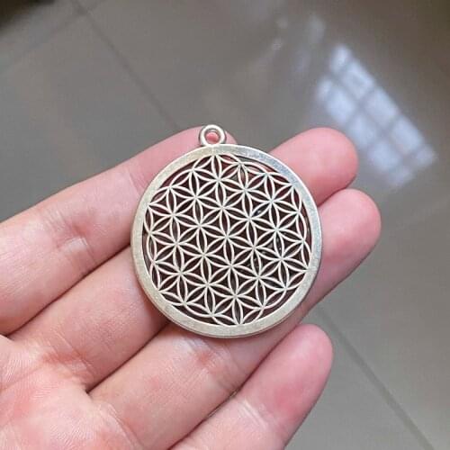 12pcs Large Size Flower of Life Metal Charms Pendants Accessories, Tibetan Silver Color For Diy Handmade Jewelry Makeing Crafts