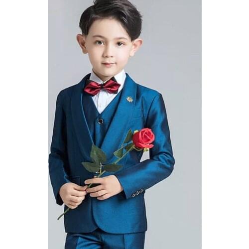 TPSAADE boys 3 Pieces for weddings kids prom Party solid color wedding costumes for boys tuxedo kids boy formal blazers 12