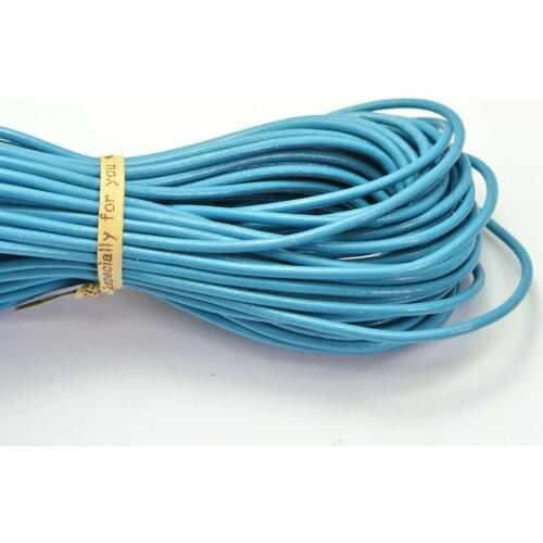 32.8 feet Blue Round Real Leather Jewelry Cord 2mm