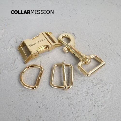 50sets/lot Engraved buckle customize LOGO DIY dog collar 25mm sewing accessory durable Swivel Clasp D ring adjust metal buckle
