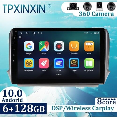 6+128GB For Peugeot 2008 208 2011-2019 Android 10 Carplay Radio Player Car GPS Navigation Head Unit Car Radio with Screen