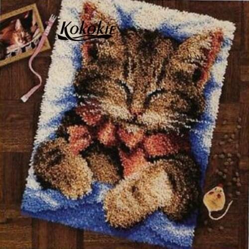 Handmade accessories for carpet latch hook rug kit cushion cartoon cats pattern tapijt vloerklee foamiran for needlework sets