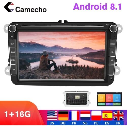 Camecho 2 Din Car Radio Android 8.1 12V Autoradio Bluetooth MP5 Multimedia Player Audio Stereo For Golf 5 4 Passat b6 Skoda VW