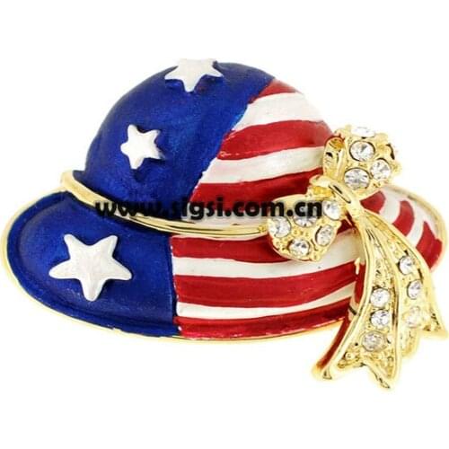 100pcs 45mm RHinestone July 4th Hat Pin American Flag Pin Brooch