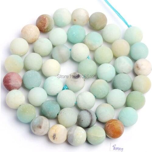 High Quality Natural Frosted Amazonite Round Shape 4/6/8/10/12/14mm DIY Gems Loose Beads Strand 15 Inch Jewelry Making w692